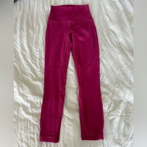 Bright pink Lululemon double-lined align crop leggings